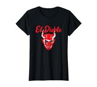 El Diablo Diable Espagnol avec Ailes Effrayant Halloween Lucifer T-Shirt, Femme, Noir, XS