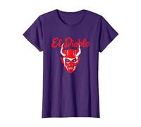 El Diablo Diable Espagnol avec Ailes Effrayant Halloween Lucifer T-Shirt, Femme, Violet, XS
