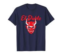 El Diablo Diable Espagnol avec Ailes Effrayant Halloween Lucifer T-Shirt, Homme, Bleu Marine, M
