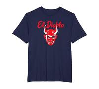 El Diablo Diable Espagnol avec Ailes Effrayant Halloween Lucifer T-Shirt, Homme Grandes Tailles, Bleu Marine, 3X Tall