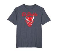 El Diablo Diable Espagnol avec Ailes Effrayant Halloween Lucifer T-Shirt, Homme Grandes Tailles, Bleu Chiné, 5X Tall