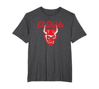 El Diablo Diable Espagnol avec Ailes Effrayant Halloween Lucifer T-Shirt, Homme Grandes Tailles, Chiné Foncé, 4X Tall