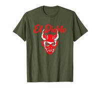 El Diablo Diable Espagnol avec Ailes Effrayant Halloween Lucifer T-Shirt, Homme, Olive, M
