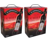 El Emperador - Vin rouge chilien Cabernet Carmenere cubi 3L Bag in Box, Valle Central Chili (1 x 3 L) (Lot de 2)