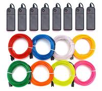 El Fil kit Lot de 8 - Aria Bleu Rouge Blanc Vert Rose Violet Jaune Orange EL Fil Neon Corde lumières, batterie portable Fonctionne avec 3 modes pour Halloween fête de Noël Décoration DIY (RVB)