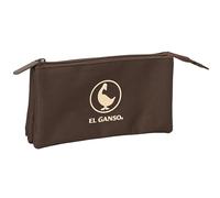 EL GANSO BASICS CHOCOLAT - Trousse triple, trousse pour enfant, idéale pour les enfants d'âge scolaire, confortable et polyvalente, qualité et résistance, 22 x 3 x 12 cm
