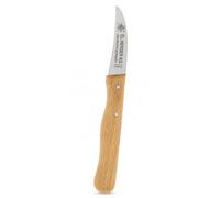 El Herder Couteau à éplucher courbé en acier inoxydable avec manche en bois, couteau à éplucher les pommes de terre affûté à la main, fabriqué à Solingen, lame de 6 cm, pour les fruits et légumes