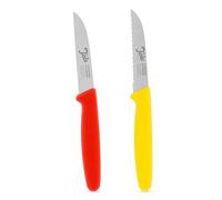 El Herder Couteaux à Éplucher Dentelés Rouge et Jaune, Lot de 2