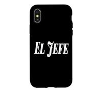 El Jefe The Boss Bold Large White Texte Graphique Coque pour iPhone X/XS