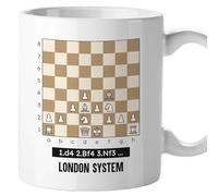 El Kraken Mug chess, openings; board; original mugs; gift; cadeau, both sides printed, premium ceramic 330 ml (London System)