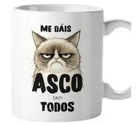 El Kraken Tasse chat, tasses de chats originales, avec phrases amusantes, drôle, ami invisible, cadeau, céramique 330 ml (Me dais asco presque tous)