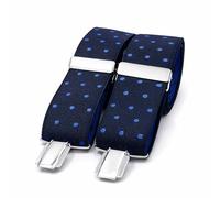 El mono con pajarita Bretelle homme bleu pois bleu Fabriquées à la main en Espagne | Bretelles homme pour pantalon | 3 pinces extra-fortes (Bleu-bleu)