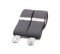 El mono con pajarita Bretelle homme gris pois blanc Fabriquées à la main en Espagne | Bretelles homme pour pantalon | 3 pinces extra-fortes (Gris-blanc)