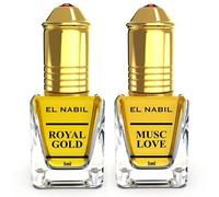 El-Nabil Lot de parfums EL NABIL or royal 5 ml et 5 ml d'huile parfumée Musc Musc pour homme et femme