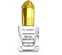 El Nabil Musc Brown, Parfum Mixte Sans Alcool, Notes de Pomme, Jasmin et Santal, 5 ml