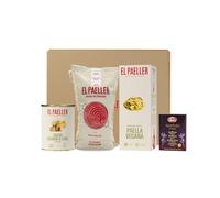 EL PAELLER - Coffret Cadeau Végétalien - Kit Vegan El Paeller - Comprend Pack Paella Vegan prête en 18 minutes - Bouillon végétalien au bois - Riz D.O Valencia Albufera et Safran
