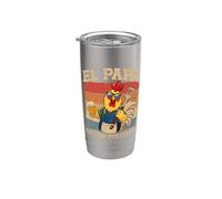El Papa De Los Pollitos Père Coq Drôle Dia Del Padre Gobelet isotherme en acier inoxydable double paroi