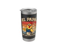 El Papa De Los Pollitos Père Coq Drôle Dia Del Padre Gobelet isotherme en acier inoxydable double paroi