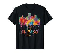 El Paso Texas Skyline Aquarelle City Art T-Shirt