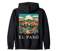 El Paso Texas Skyline Desert Art rétro Vintage Sweat à Capuche