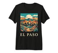 El Paso Texas Skyline Desert Art rétro Vintage T-Shirt Haut de Gamme