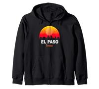 El Paso Texas State USA Vintage Sunset Retro City Skyline Sweat à Capuche