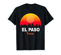 El Paso Texas State USA Vintage Sunset Retro City Skyline T-Shirt