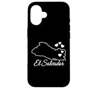 El Salvador Carte Contour cœurs Coque pour iPhone 16