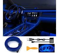 EL Wire Bande Lumineuse LED pour intérieur de Voiture, Fil néon USB avec Bord de Couture de 6 mm, 500,4 cm, Fil électroluminescent (EL), kit d'éclairage d'ambiance pour décoration (Bleu)