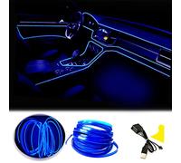 El Wire Bande Lumineuse pour intérieur de Voiture, 10 m de Fil néon USB 5 V avec Protection par fusible pour décoration intérieure de Voiture Automobile avec Bord de Couture de 6 mm (10 mètres, Blue)