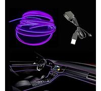 El Wire Bande Lumineuse pour intérieur de Voiture, 3 m de Fil néon USB 5 V avec Protection par fusible pour décoration intérieure de Voiture Automobile avec Bord de Couture de 6 mm (3 mètres, Purple)