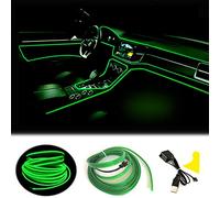 El Wire Bande Lumineuse pour intérieur de Voiture, 5 m de Fil néon USB 5 V avec Protection par fusible pour décoration intérieure de Voiture Automobile avec Bord de Couture de 6 mm (5 mètres, Green)