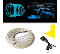 El Wire Barre Lumineuse intérieure de Voiture, Fil néon USB 10 m 5 V avec Protection fusible pour Garniture intérieure de Voiture avec Bord de Couture de 6 mm (10 m, Bleu Glacier)