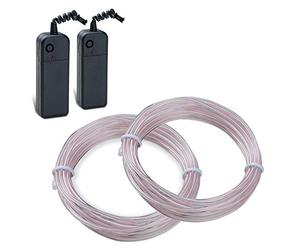 EL Wire Fil Neon Flexible Lumiere,Sunboia 2x5M Blanc LED Cable Guirlande Lumineuses Electroluminescent Tube Lumineux,Fete,Decoration Voiture,Cuisine Exterieure,Boites de Nuit,Baton Lumineux
