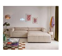 Canape angle fixe LISA DESIGN 4 places en velours beige 266 x 266 x 65 cm Beige G