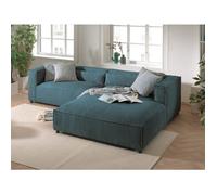Ela - canapé d'angle droit 4 places - en velours côtelé - style contemporain - Bleu canard