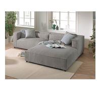 Ela - canapé d'angle droit 4 places - en velours côtelé - style contemporain - Gris clair