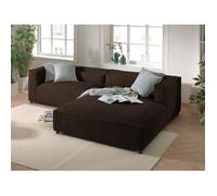 Ela - canapé d'angle droit 4 places - en velours côtelé - style contemporain - Marron