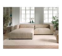Ela - canapé d'angle gauche 4 places - en velours côtelé - style contemporain - Beige