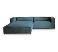 Ela - canapé d'angle gauche 4 places - en velours côtelé - style contemporain - Bleu canard