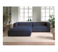 Ela - canapé d'angle gauche 4 places - en velours côtelé - style contemporain - Bleu nuit
