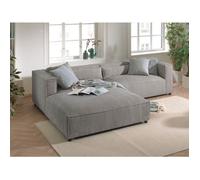 Ela - canapé d'angle gauche 4 places - en velours côtelé - style contemporain - Gris clair