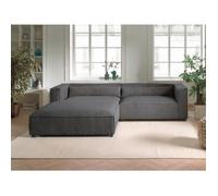 Ela - canapé d'angle gauche 4 places - en velours côtelé - style contemporain - Gris foncé