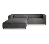 Ela - canapé d'angle gauche 4 places - en velours côtelé - style contemporain - Gris foncé