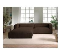 Ela - canapé d'angle gauche 4 places - en velours côtelé - style contemporain - Marron