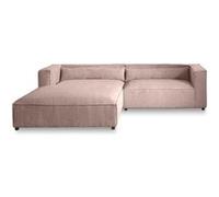 Ela - canapé d'angle gauche 4 places - en velours côtelé - style contemporain - Rose