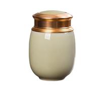 ELABORATE CHOICE Mini pilulier portable en céramique - Bouteille de stockage traditionnelle - Bocal hermétique multifonction pour thé, café, poudre, fruits secs, bonbons, pilules vitaminées - Jaune
