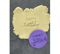 ELACE Tampon Biscuit Happy Birthday Pour Décoration Cupcake/Biscuit/Gâteau/Pâtisserie Emporte Pièce Anniversaire diam 5cm