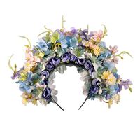 Eladcncmc Couronne de cheveux gracieuse en soie - Bijou de cheveux ethnique - Avec charme floral coloré - Pour photos