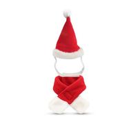 Eladcncmc Ensemble bonnet de Père Noël et écharpe pour animaux de compagnie - Tenue de vacances festive mignonne - Cadeau pour un look festif - Chapeau de fête de Noël